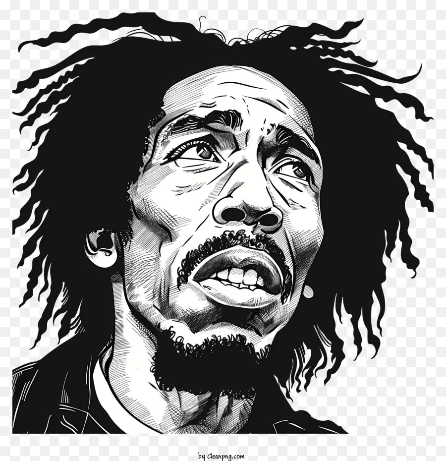 Bob Marley，Portrait Noir Et Blanc PNG