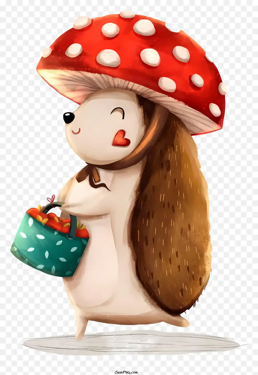 Clipart，Hérisson Avec Chapeau De Champignon PNG