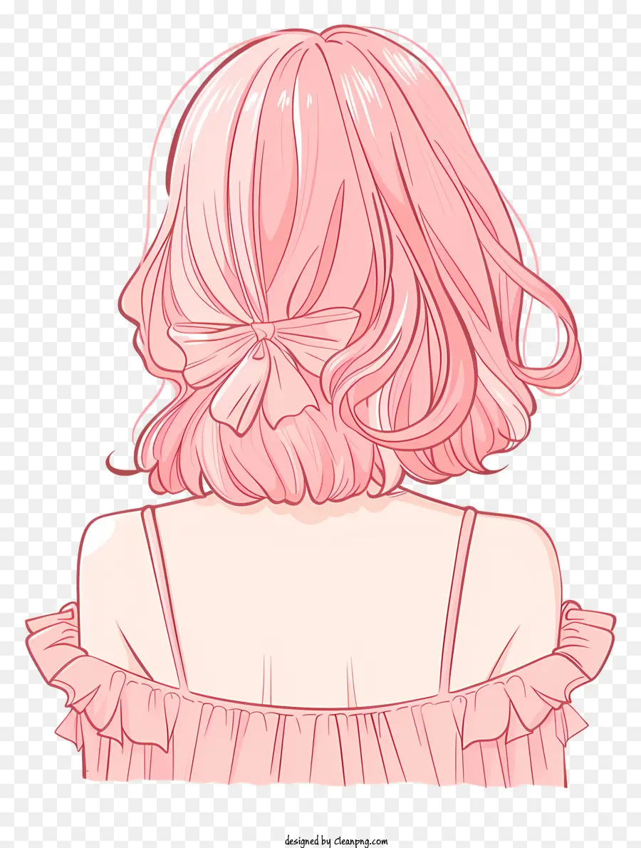 Fille De Printemps Backshot，Cheveux Roses PNG