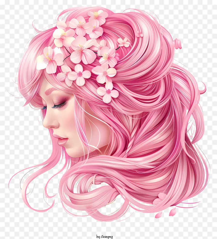 Fille De Couronne，Fille Aux Cheveux Roses PNG