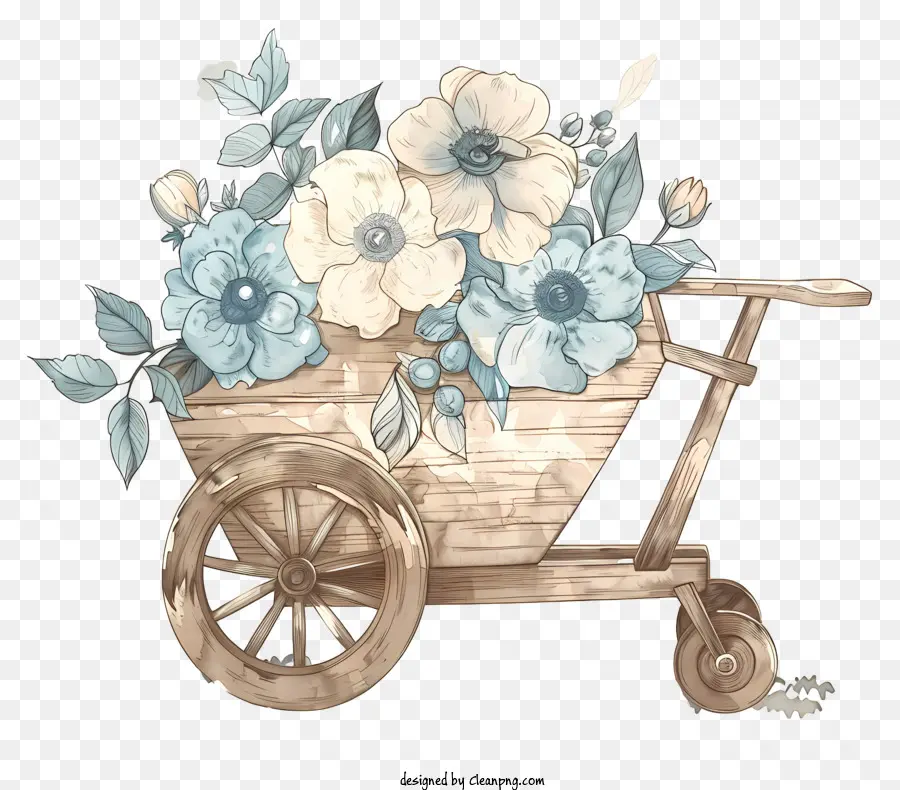 Brouette De Jardin En Bois，Panier PNG