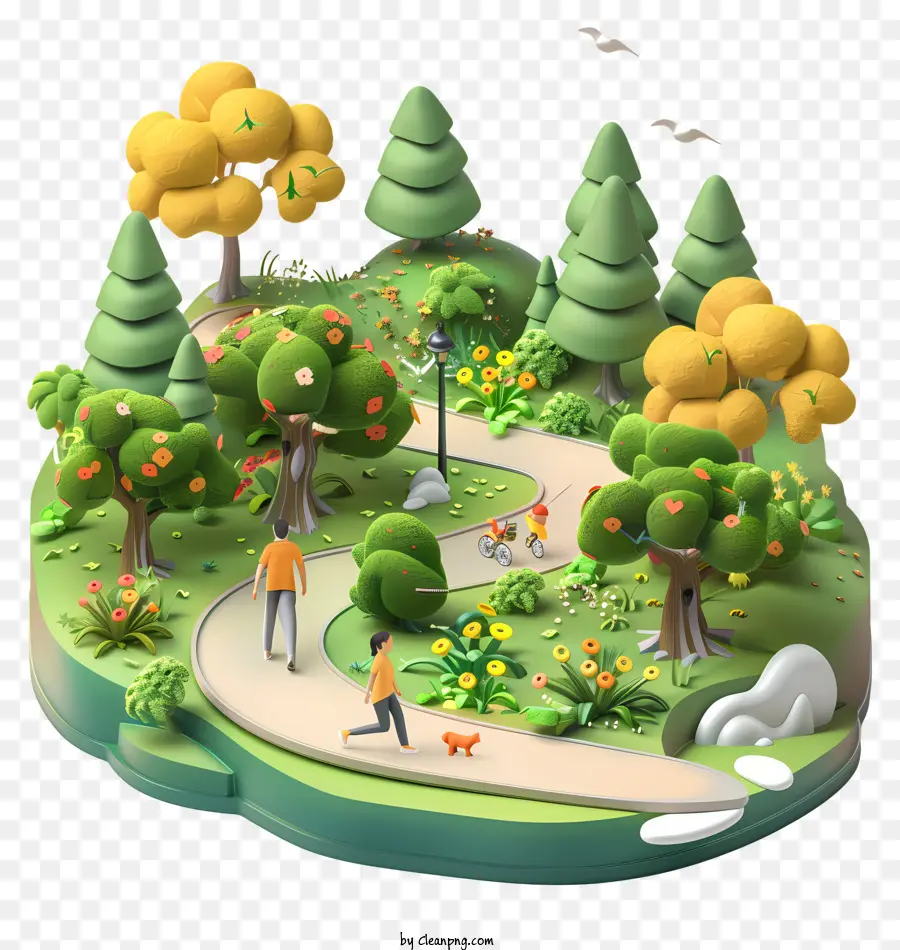 Faites Une Promenade Dans Le Parc，Parc Avec Sentier Et Arbres PNG