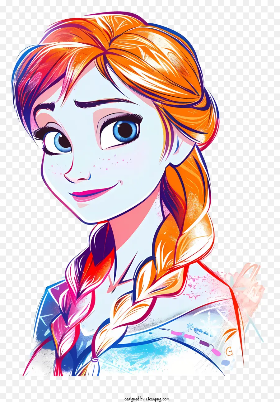 Frozen Anna Princess，Longue Queue De Cheval Rouge PNG