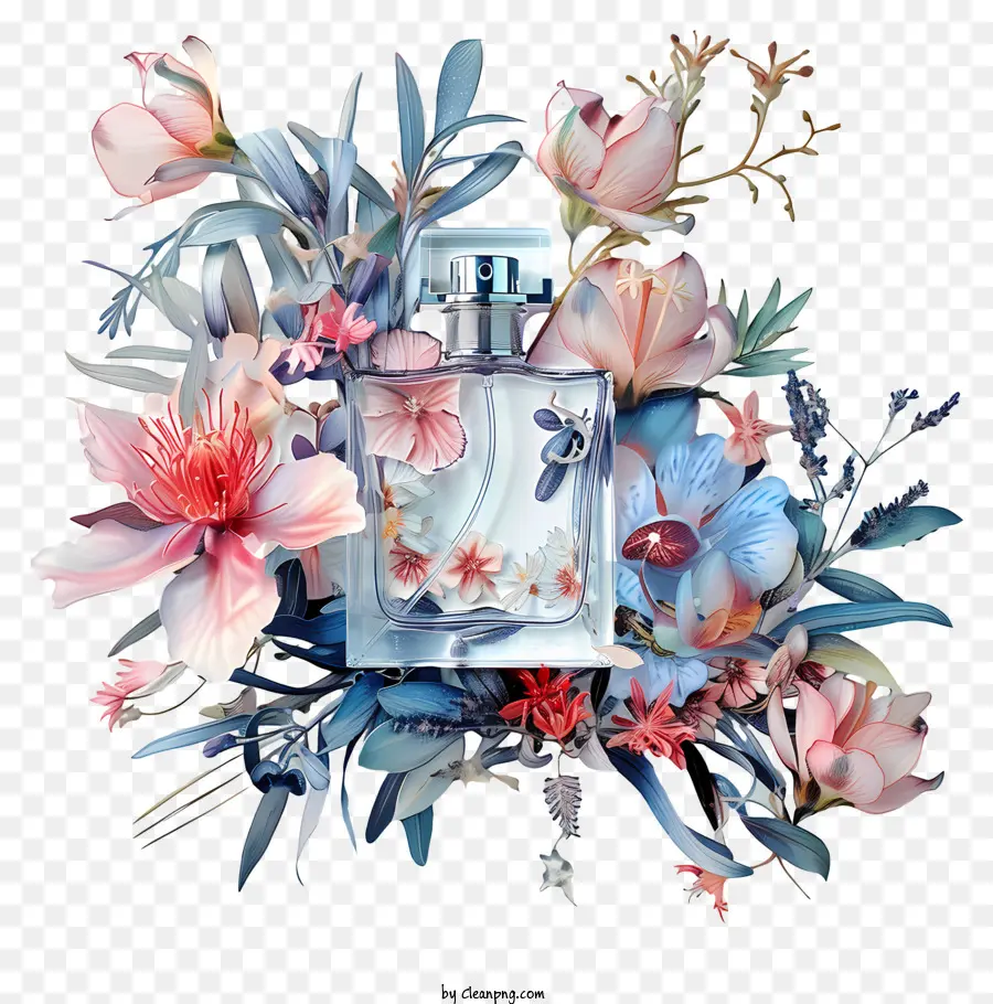 Journée Du Parfum，Flacon De Parfum Avec Des Fleurs PNG