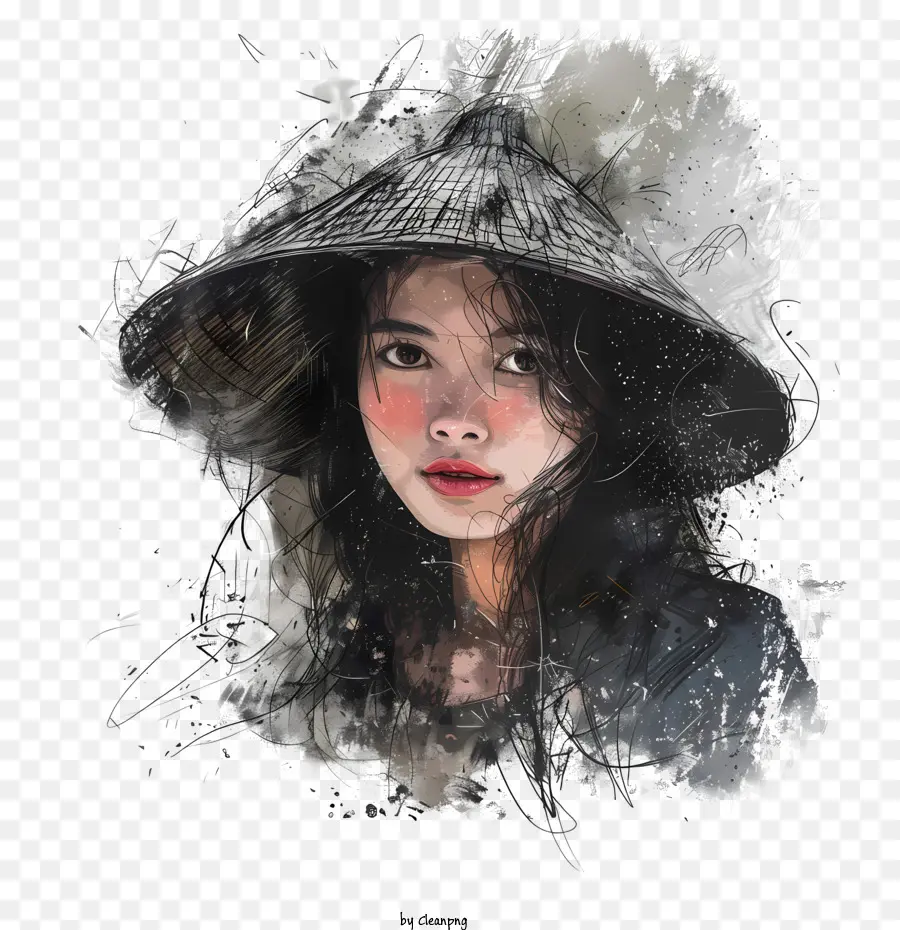 Jeune Vietnamienne，Illustration Numérique PNG