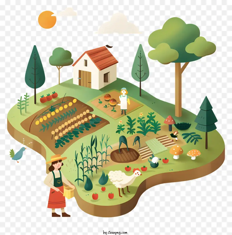 Vie Agricole De Printemps，Illustration De La Ferme PNG