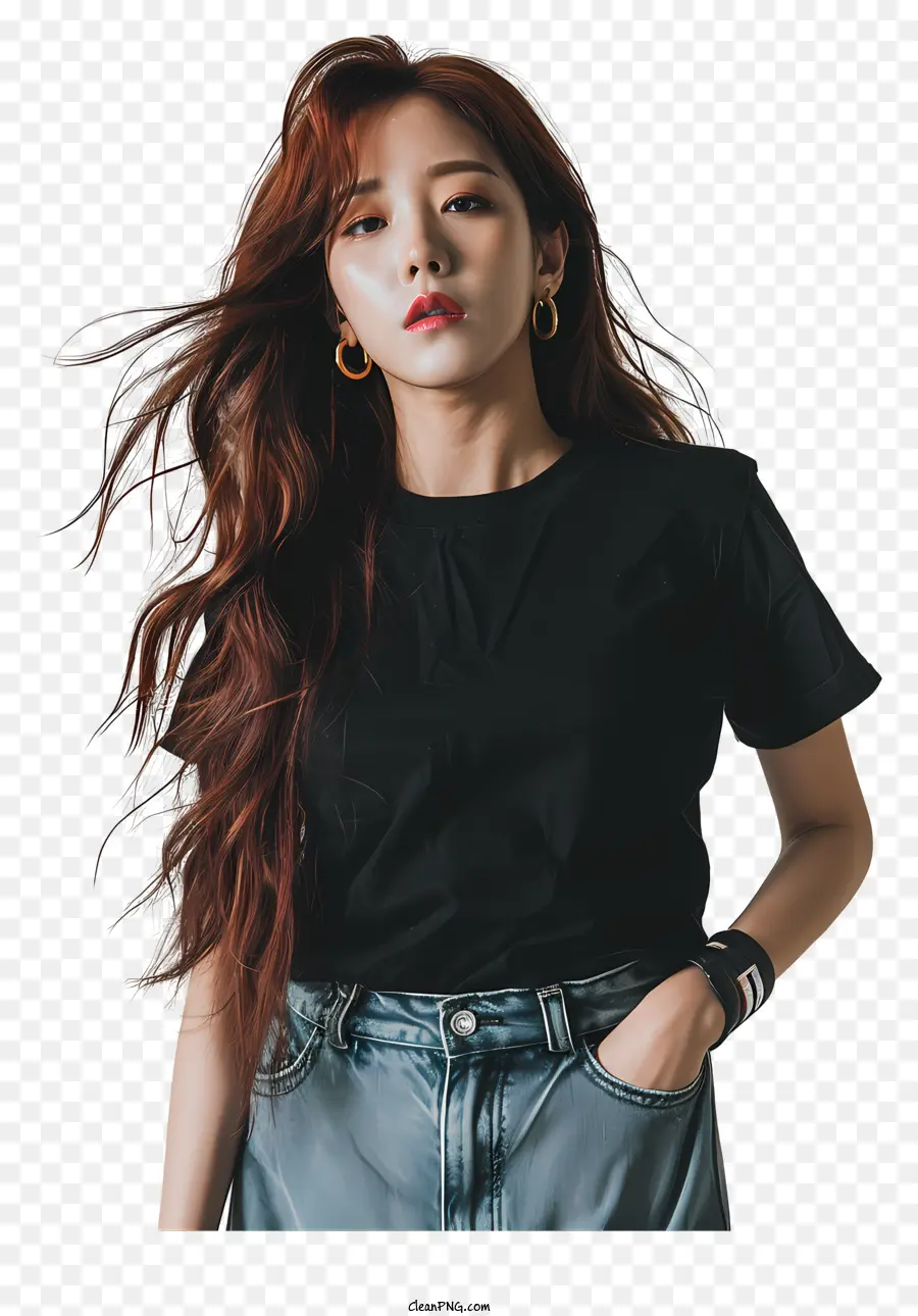 Hyomin，Les Cheveux Rouges PNG