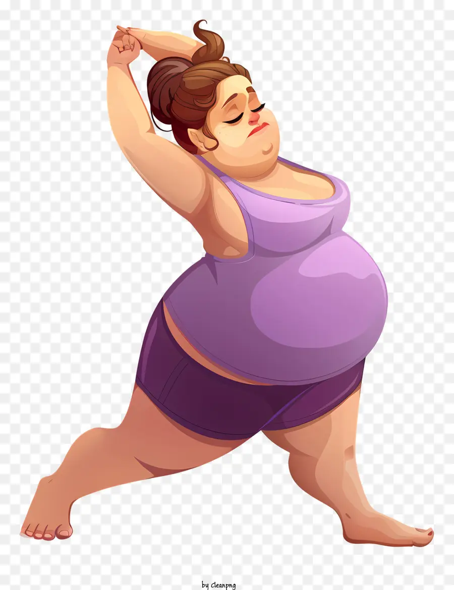 Dessin Animé Féminin D'obésité，Enceinte De Yoga PNG
