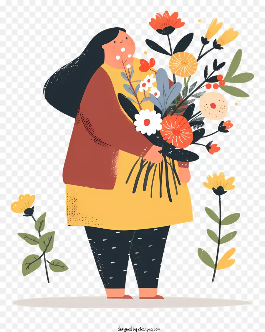 Journée Mondiale De L'obésité，Femme Avec Des Fleurs PNG