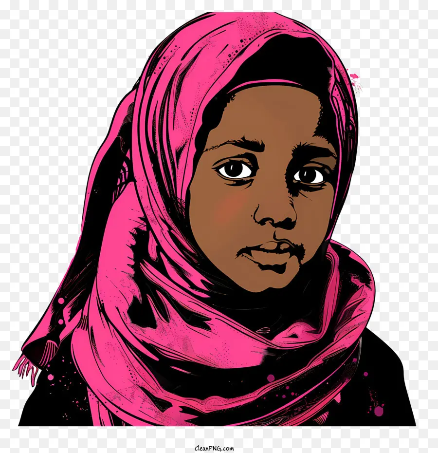 Dessin Animé Fille Musulmane，Fille En Hijab Rose PNG