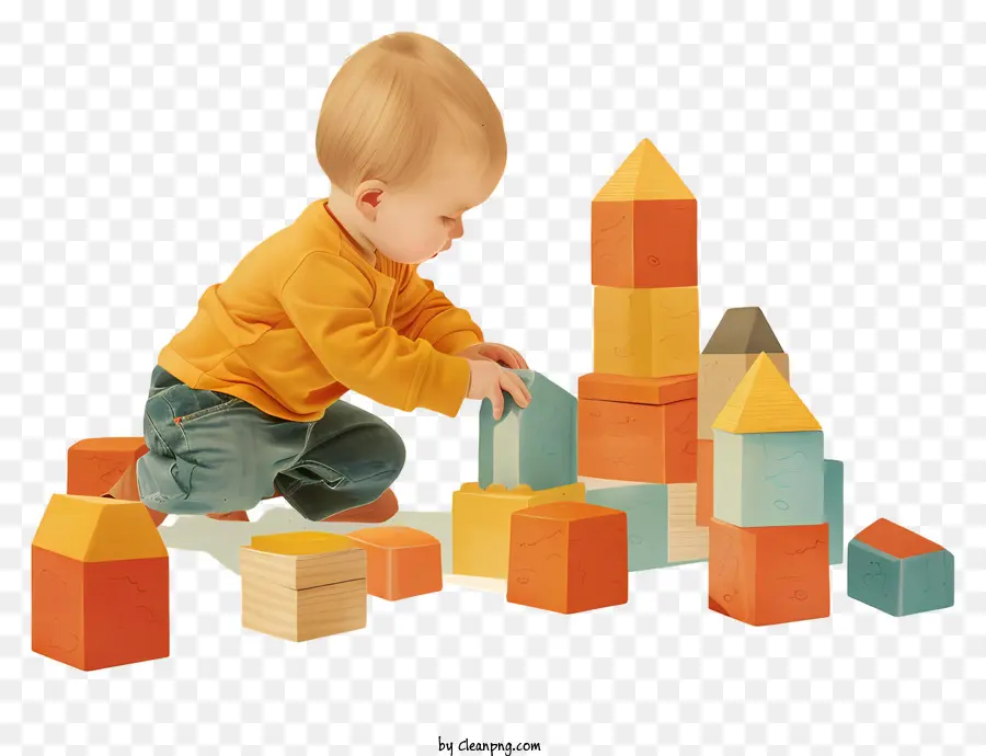 Enfant En Bas âge，Enfant Jouant Avec Des Blocs PNG