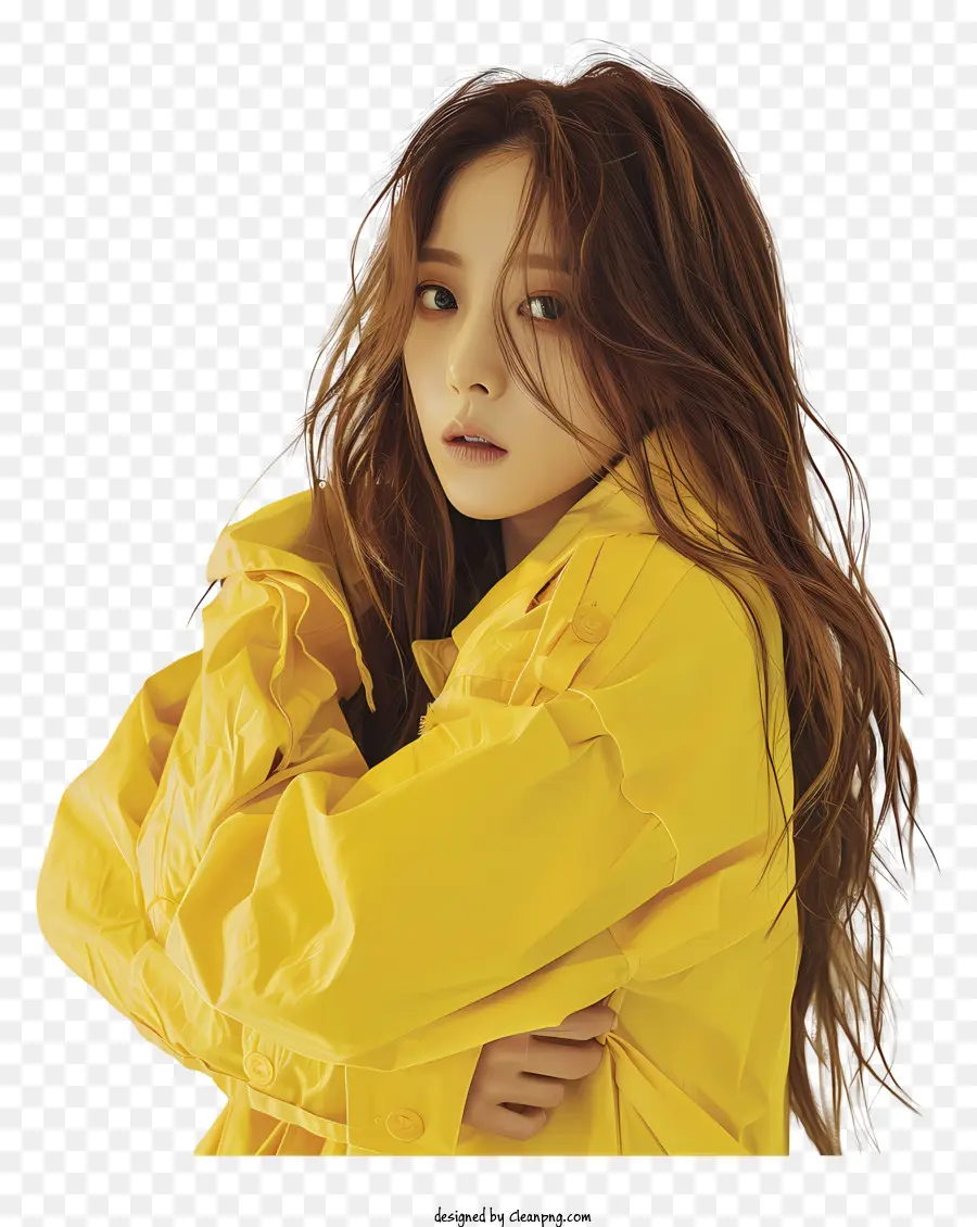 Hyomin，Veste De Pluie Jaune PNG