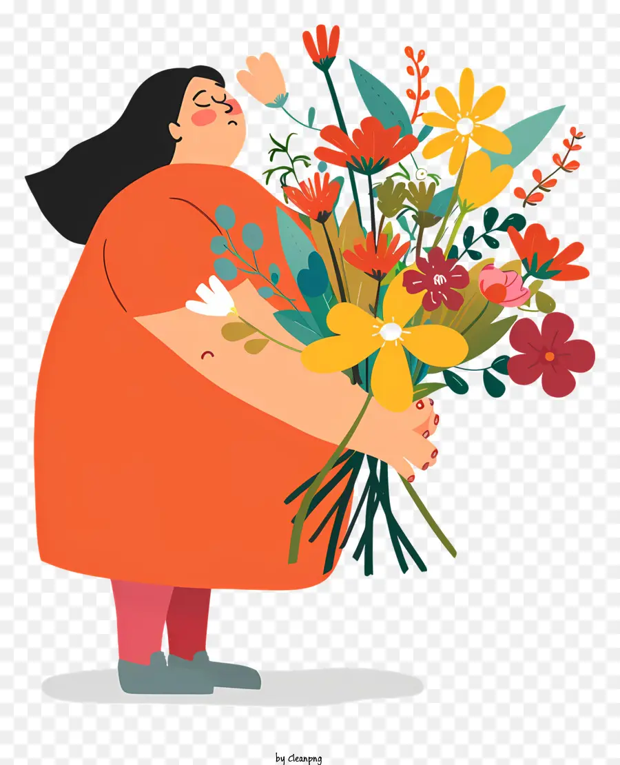 Journée Mondiale De L'obésité，Femme Avec Des Fleurs PNG