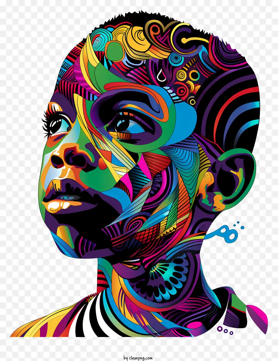 Africaine Garçon，Art Abstrait Coloré PNG