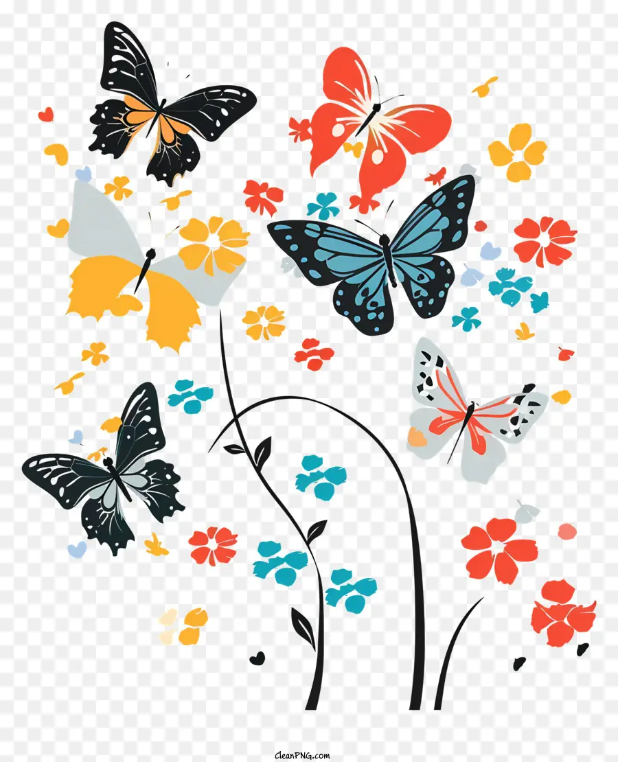Les Papillons，Fleur De Bush PNG