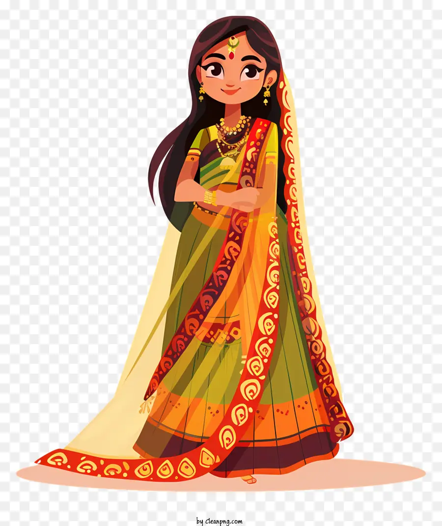 Dessin Animé De La Femme Indienne，Robe Indienne PNG