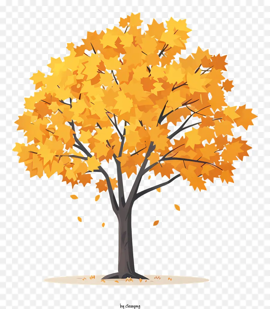 Automne Arbre，Feuilles D'or PNG