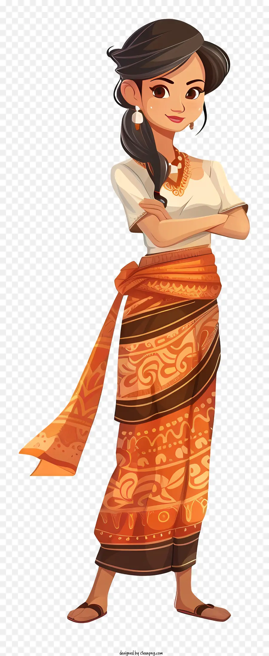 Femme Cambodgienne Dessin Animé，Femme Debout PNG