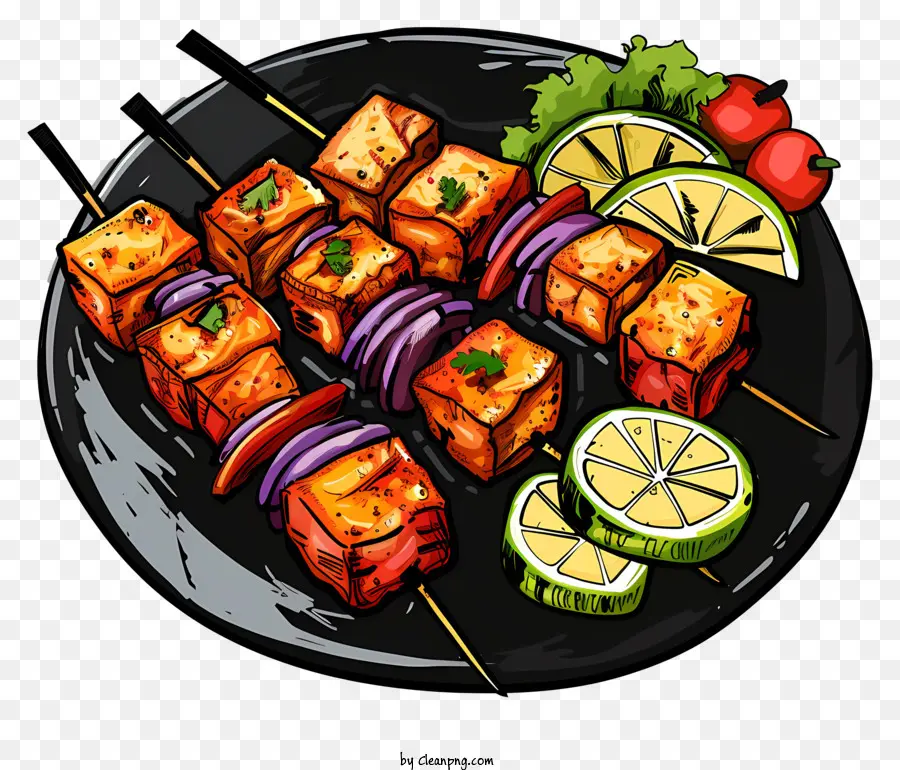 Paner Tikka，Brochettes Grillées PNG