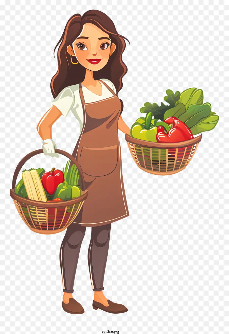 Dessin Animé Femme Cuisine，Femme Aux Légumes PNG