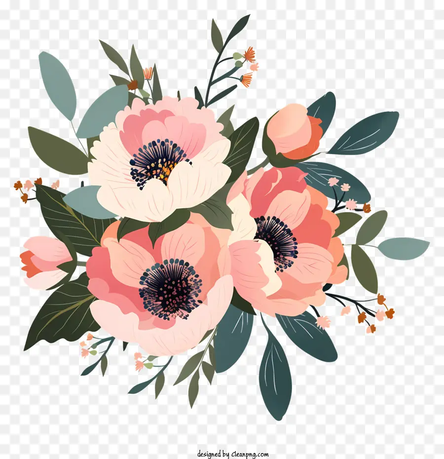 Arrangement Floral De Pivoine，Fleurs Roses PNG