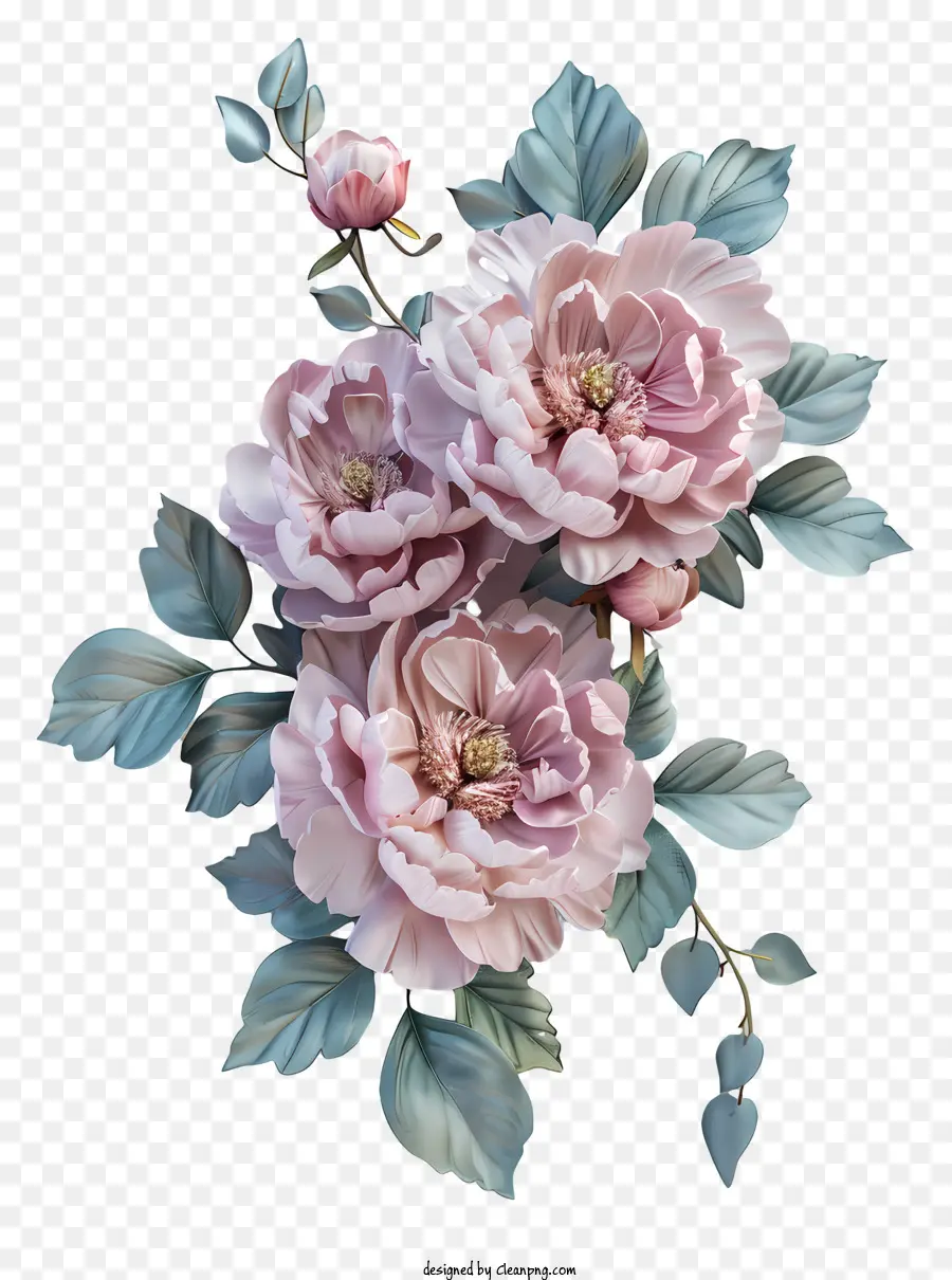 Arrangement Floral De Pivoine，Les Roses Roses PNG