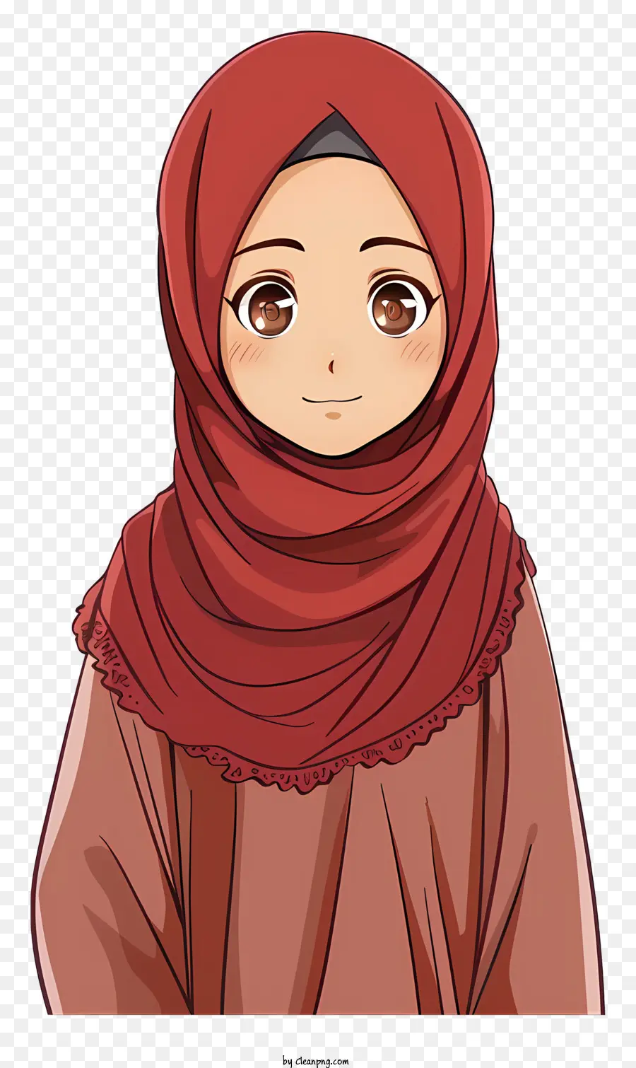 Dessin Animé De Fille Musulmane，Hijab Rouge PNG