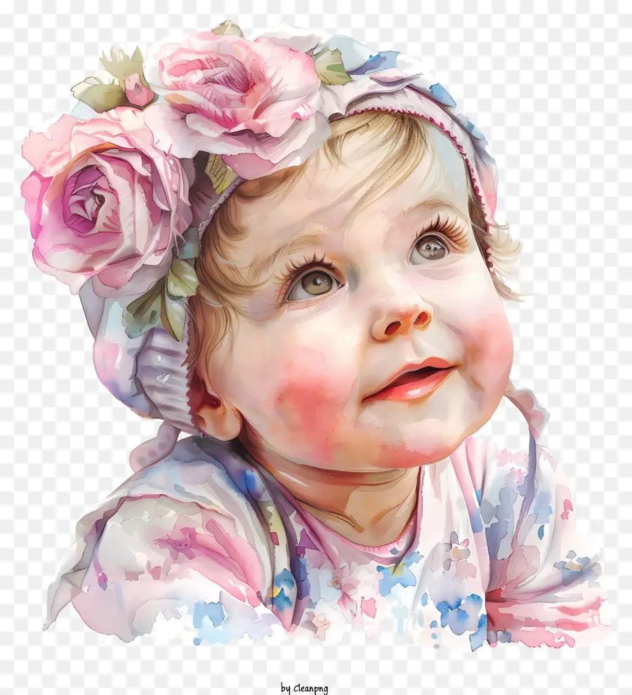 Bébé Fille，Peinture à L'aquarelle PNG