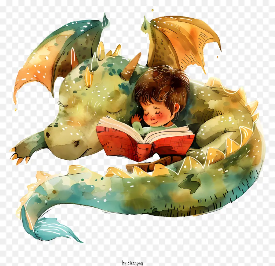 Histoires Pour Enfants Au Coucher，Enfant Et Dragon PNG