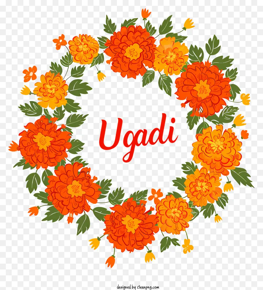 Joyeux Ougadi，Couronne De Fleurs D'ugadi PNG