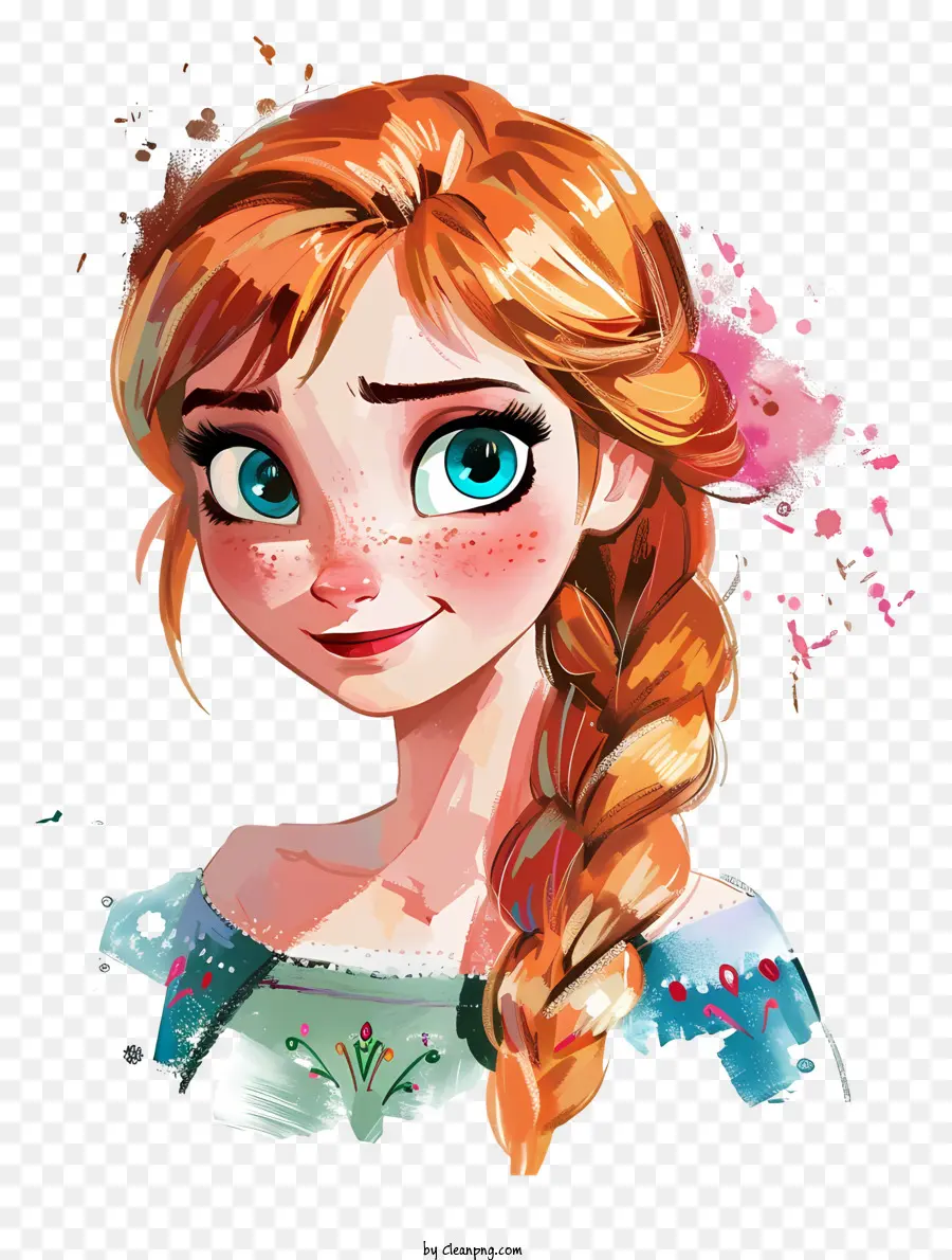 Frozen Anna Princess，Longs Cheveux Bruns PNG