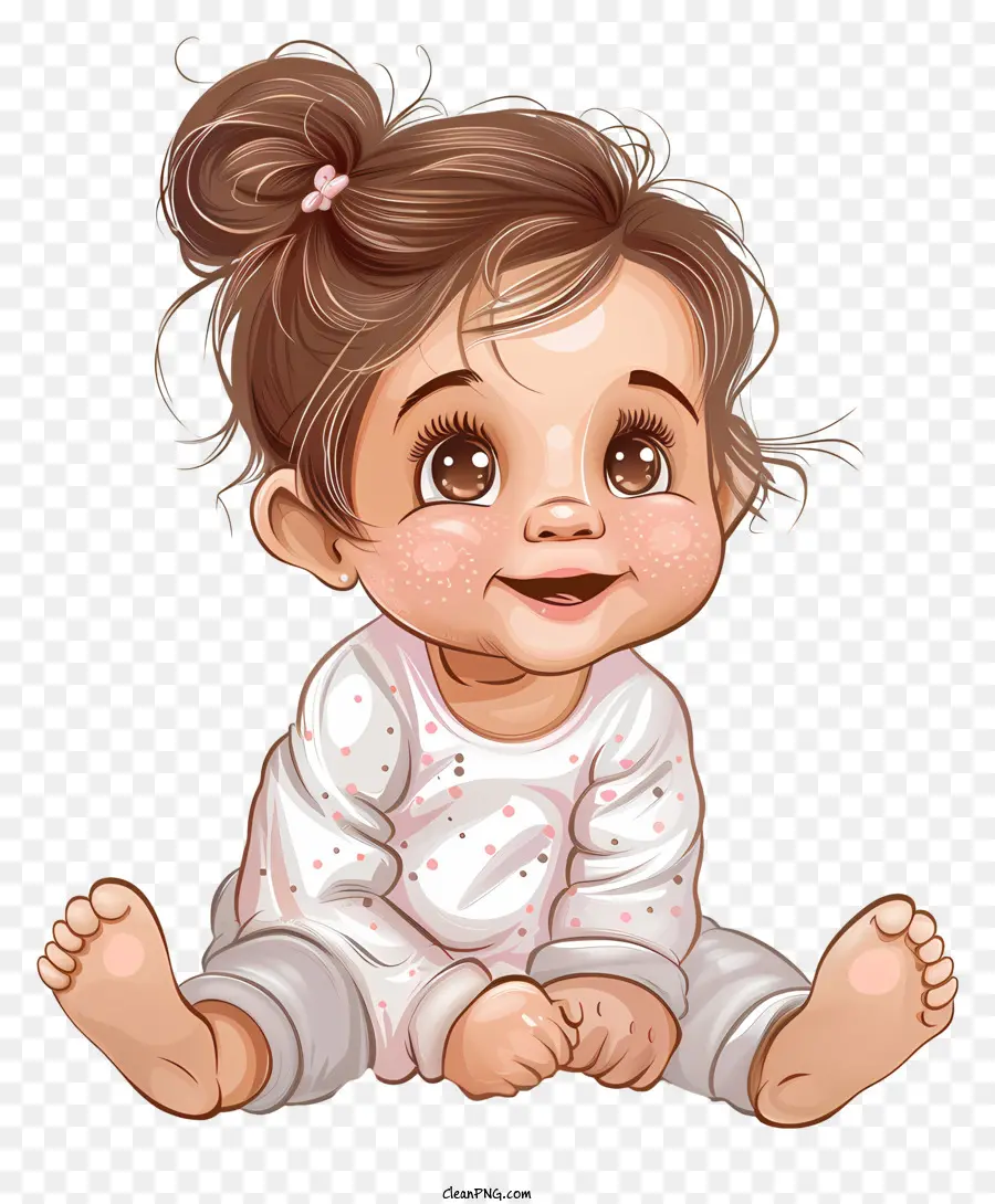 Bébé Fille，Tenue De Pyjama Rose Et Blanc PNG