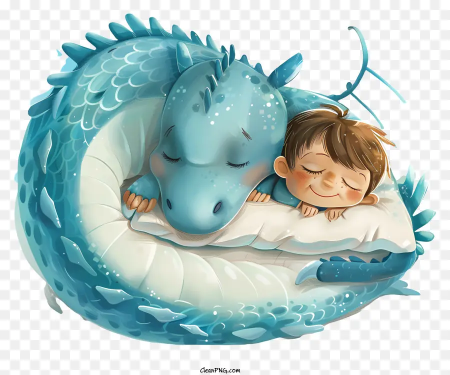 Histoires Pour Enfants Au Coucher，Enfant Et Dragon Endormis PNG