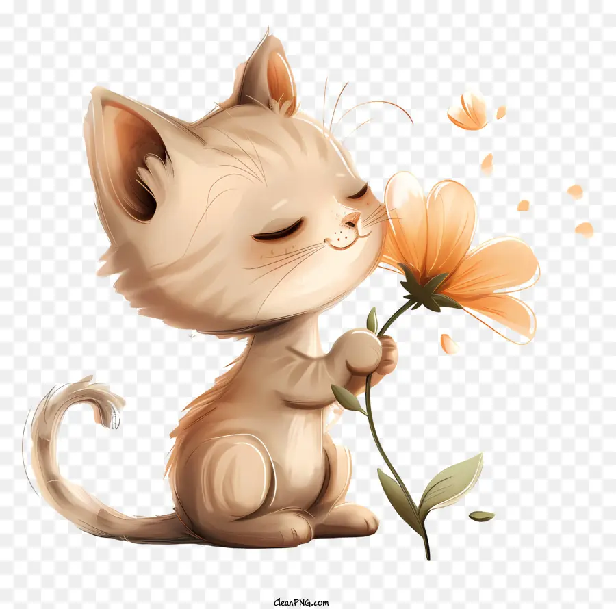 Chat Jouant Des Fleurs，Chaton Mignon PNG