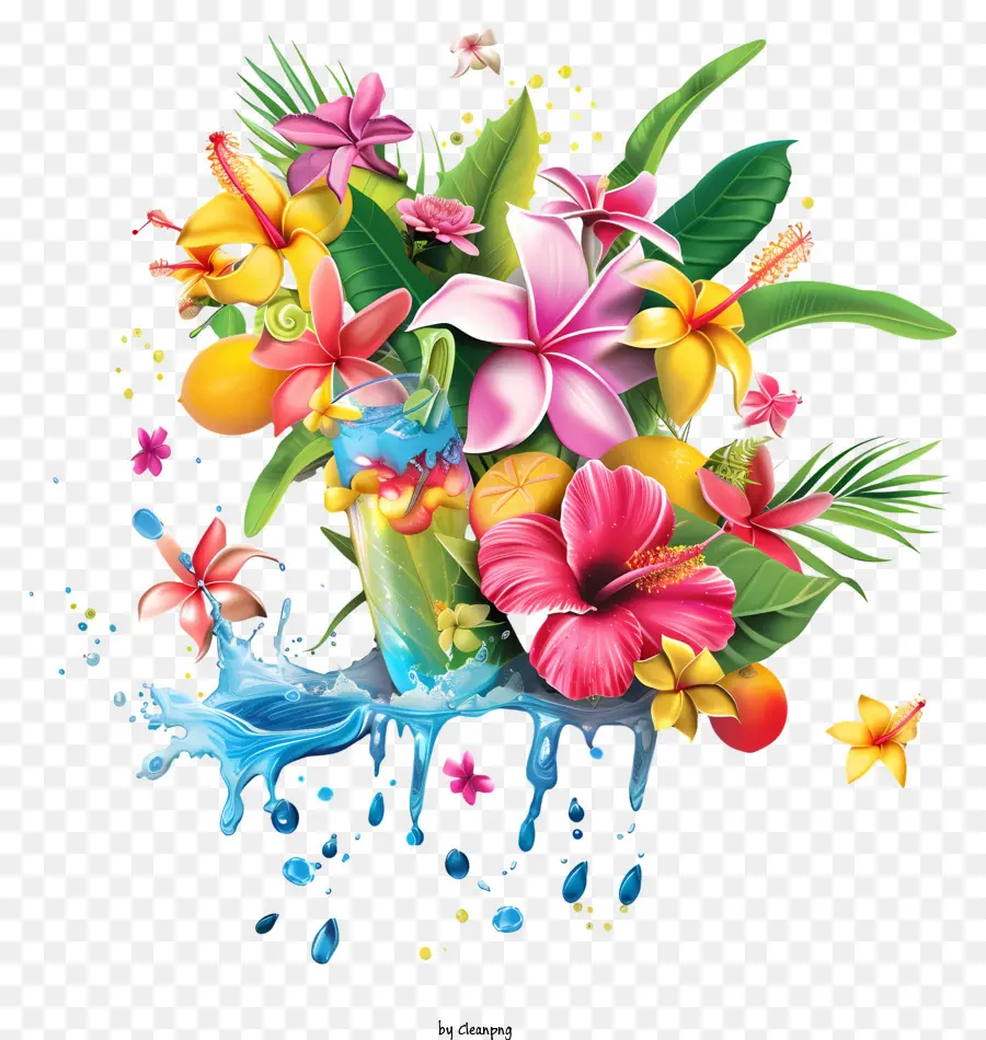 Songkran，Fleurs Tropicales PNG