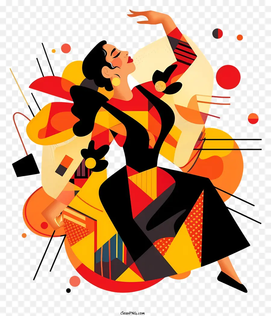 Dance Du Flamenco Espagnol，Conception Géométrique PNG