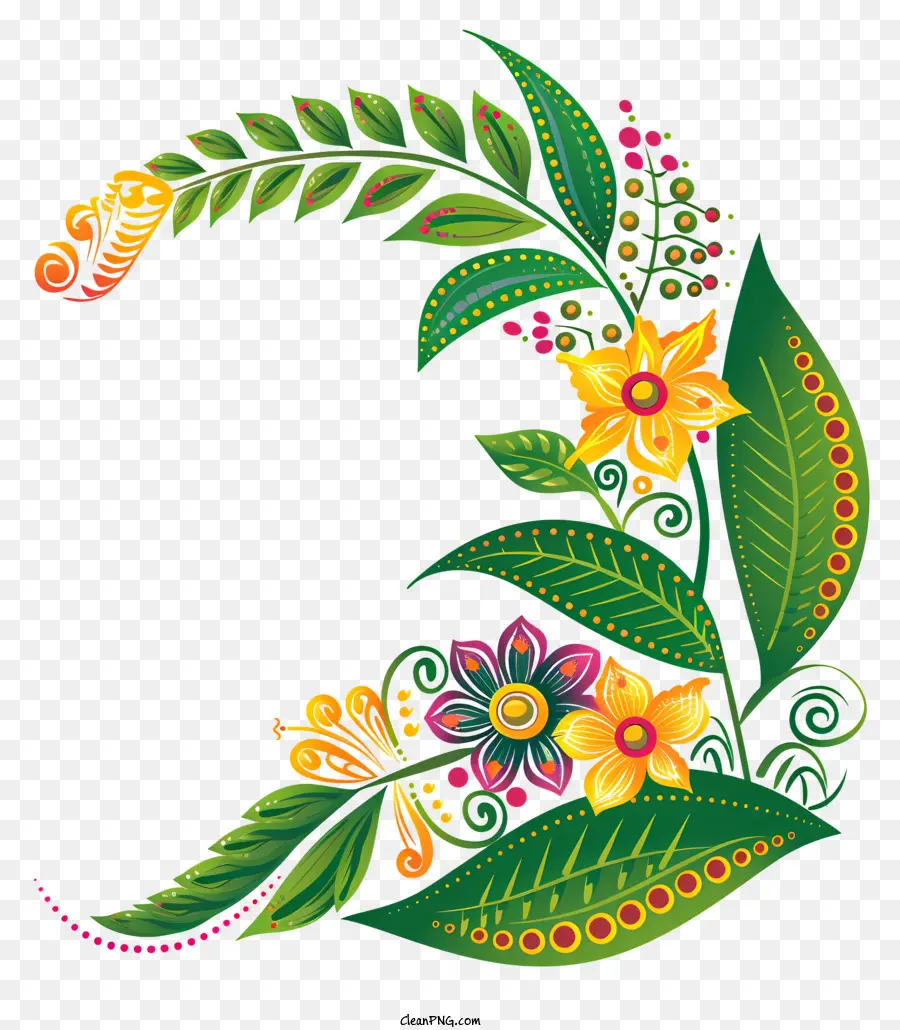 Heureux Ugadi，Design Floral PNG