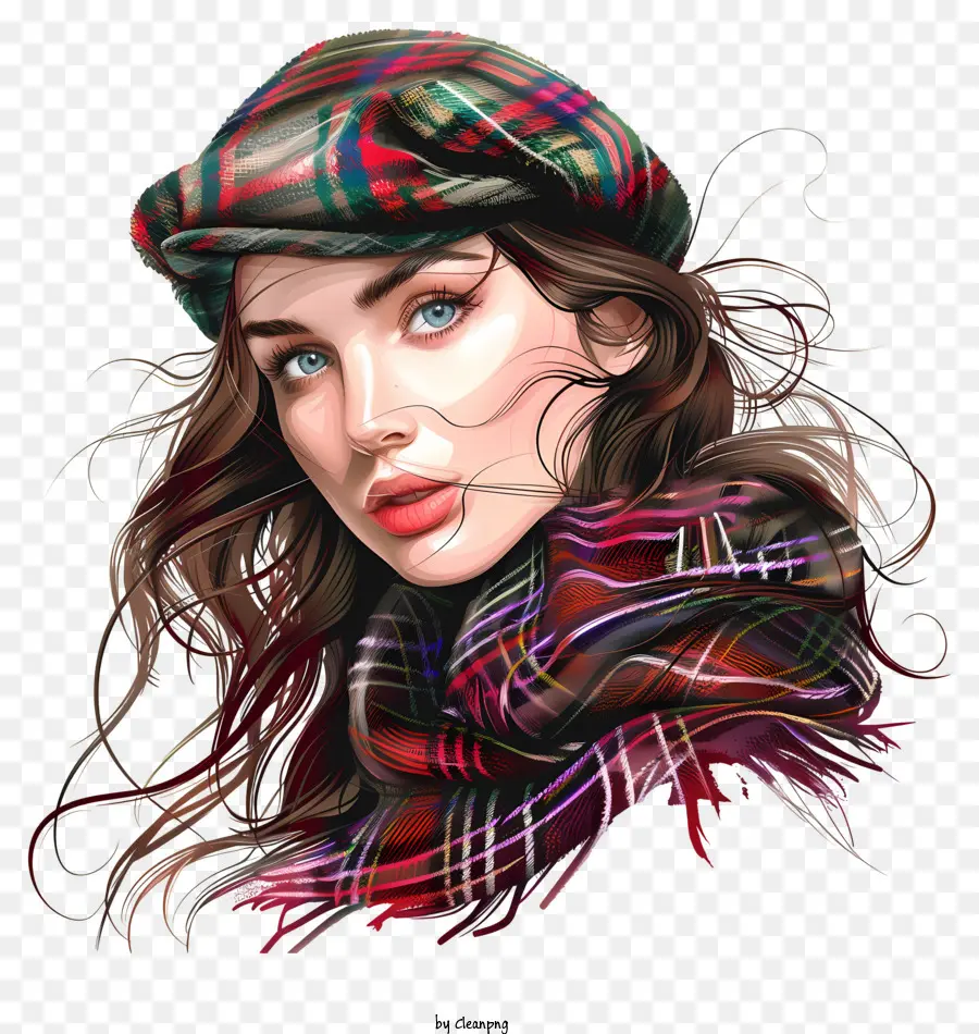 Journée Du Tartan，Femme Avec Chapeau à Carreaux PNG