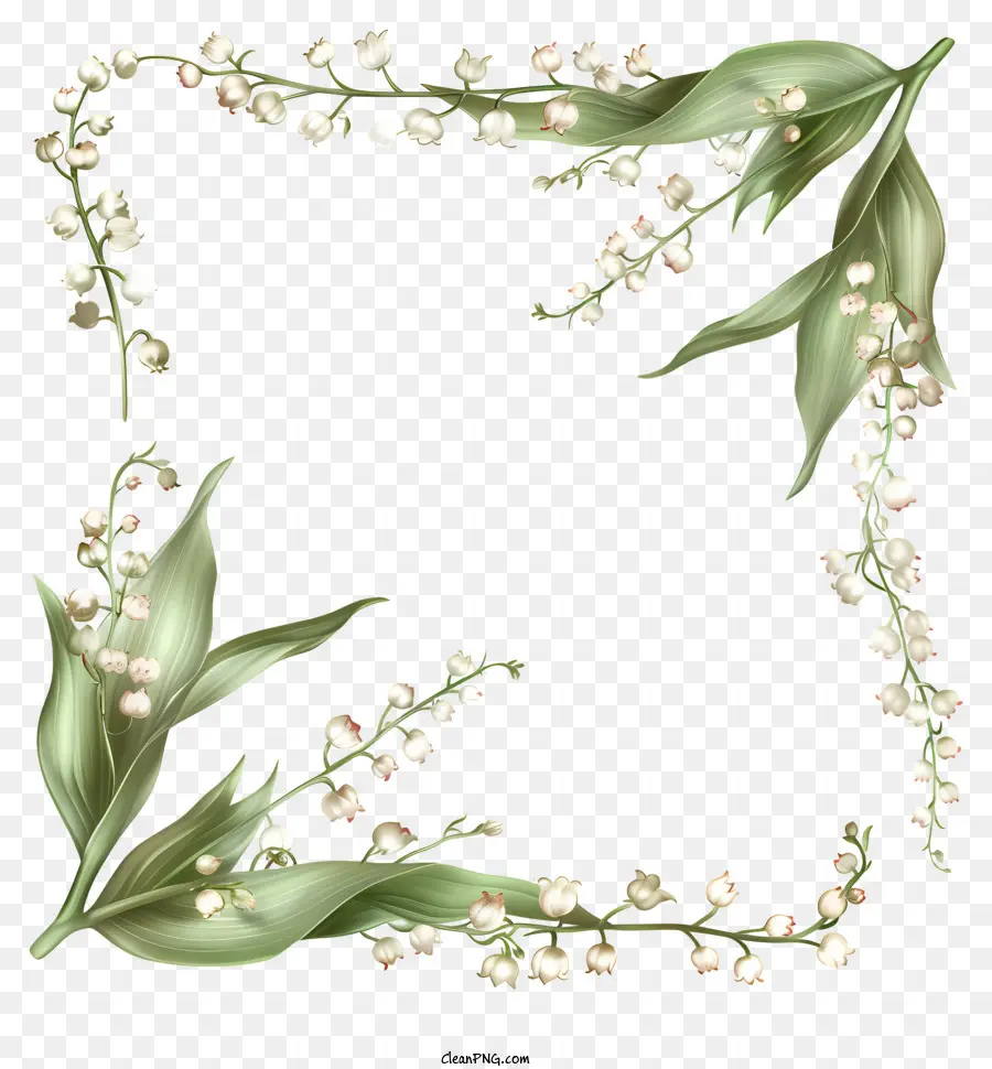 Cadre Floral，Lily De La Couronne De Vallée PNG