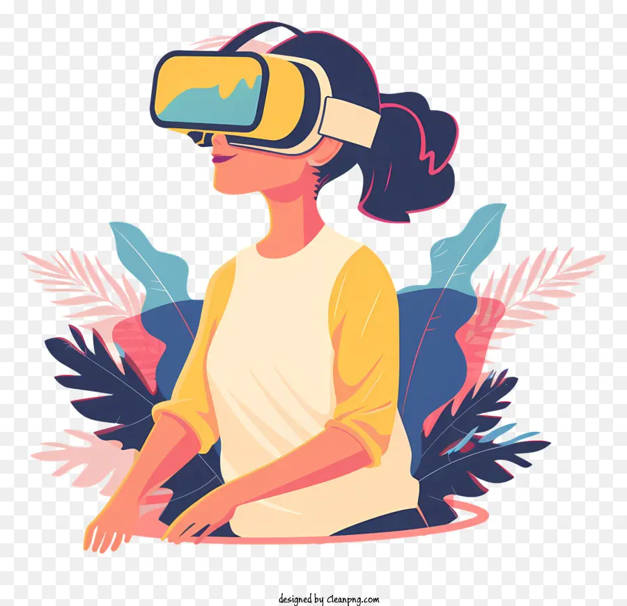 Femme Dans Le Casque Vr，Goggles De La Réalité Virtuelle PNG