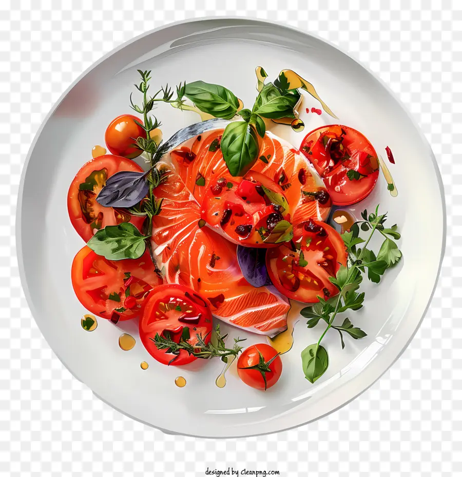 Salade De Tomates，Salade De Saumon PNG