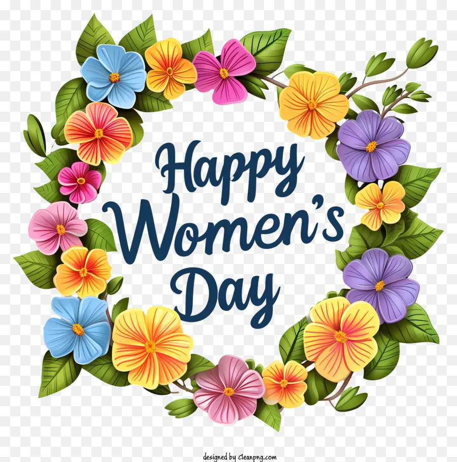 Heureux Womens Jour，Couronne De Fleurs PNG