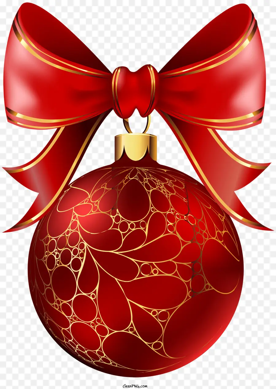 Boule De Noël，Ornement De Noël Rouge Avec Noeud PNG