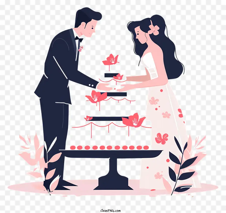 Mariée Et Le Marié，Gâteau De Mariage PNG