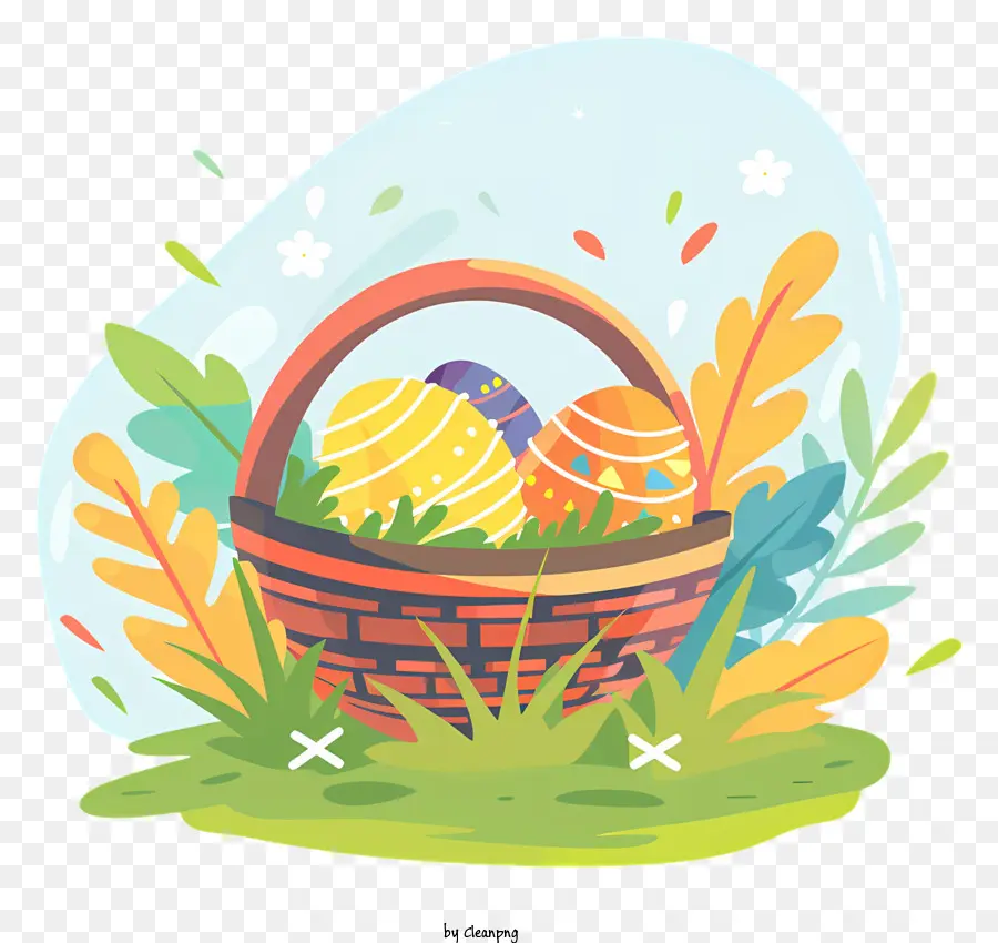 Panier Avec Des œufs De Pâques，Panier De Pâques PNG