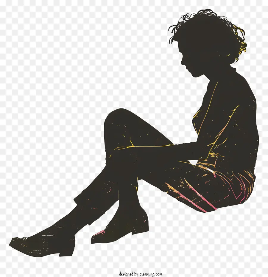 Femme Assise Silhouette，La Méditation PNG
