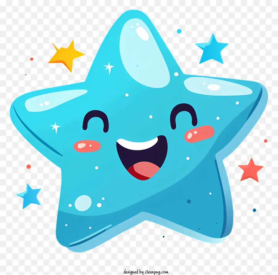 étoile Bleue Souriante，Dessin Animé Star PNG