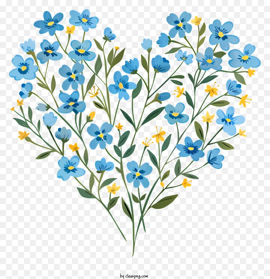Coeur Floral Bleu，Oubliez Moi Pas Des Fleurs PNG