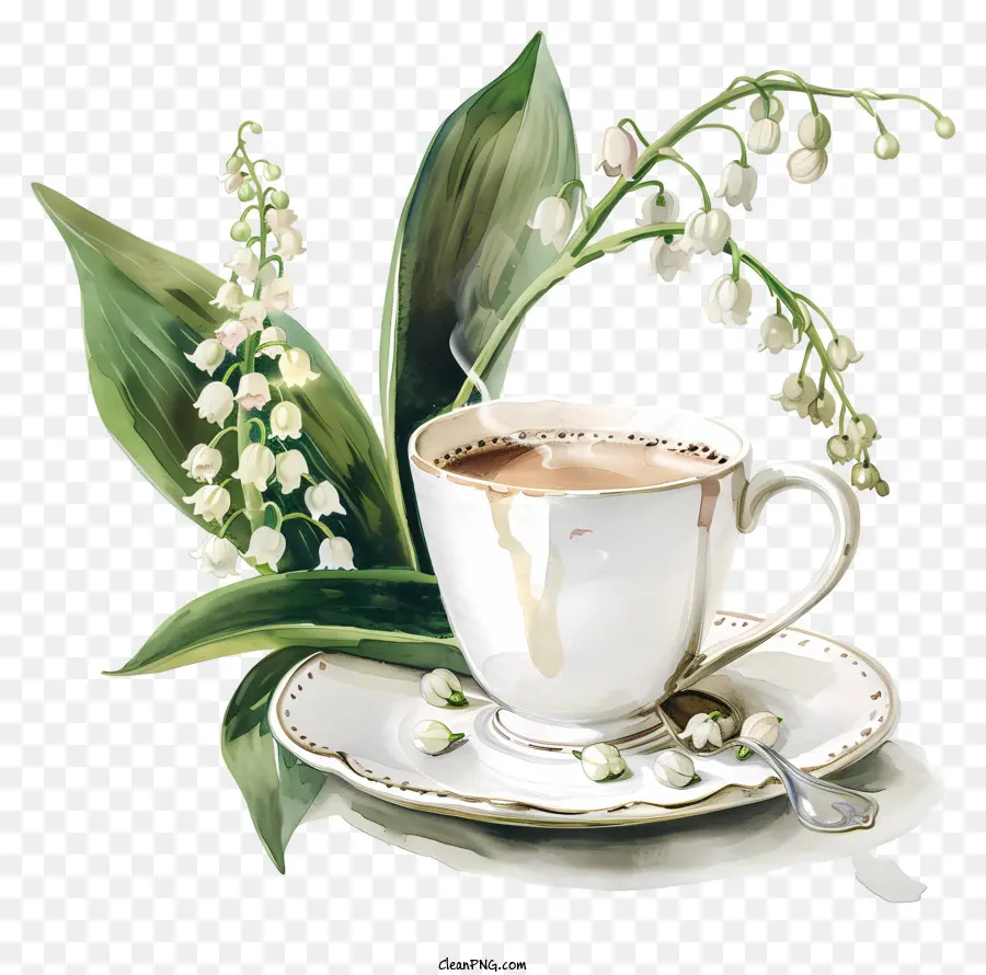 Heure Du Café Du Printemps，Fleurs PNG