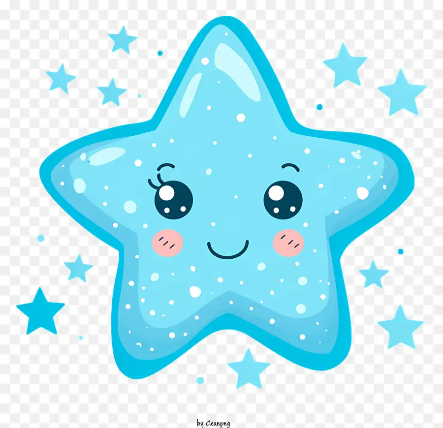 étoile Bleue Souriante，Mignonne Star PNG